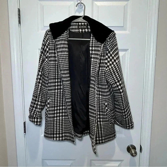 Houndstooth Wool Blend Coat - Picture 6 of 8